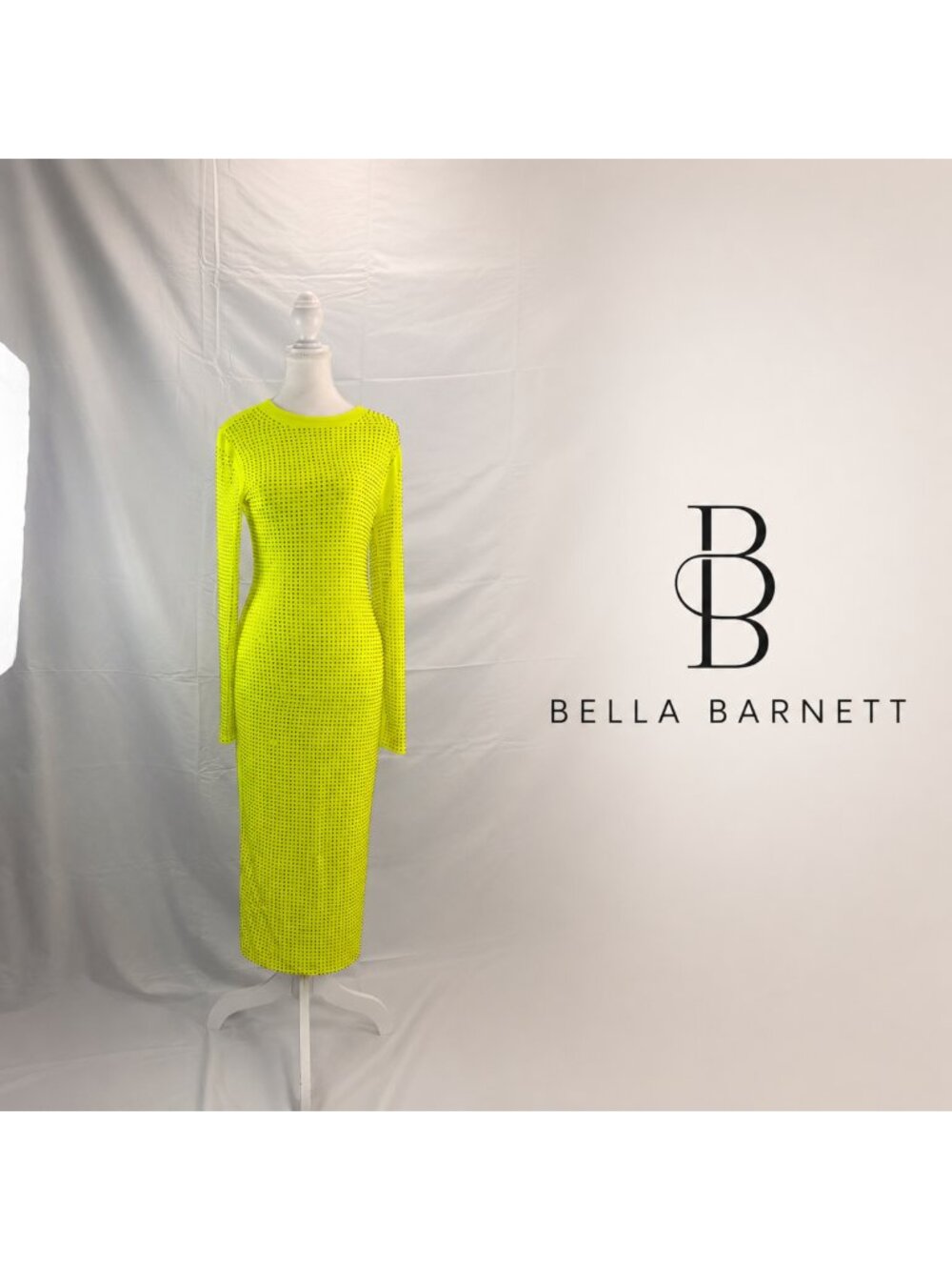 BELLA BARNETT Neon Rhinestone Bodycon Dress – Large